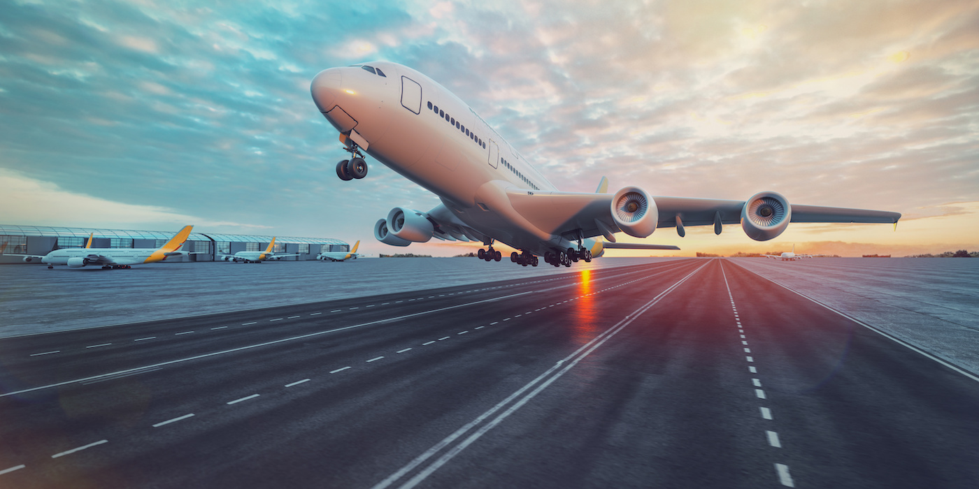 Airplane taking off from the airport.